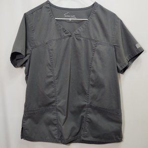3/$30 Butter-Soft Stretch Grey V-Neck Scrub Top L